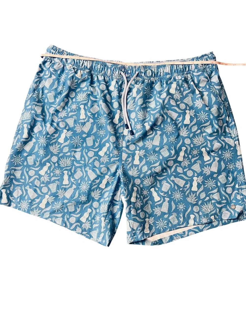 Peter Millar Men’s Saltwater Spirits Blue & White Swim Trunks Size XL